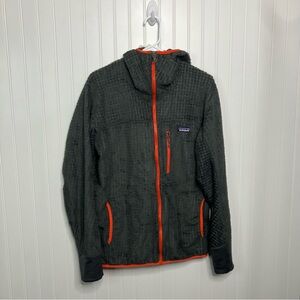 Patagonia Hoodie Large Men’s R3 Reversible Grey Orange Fleece